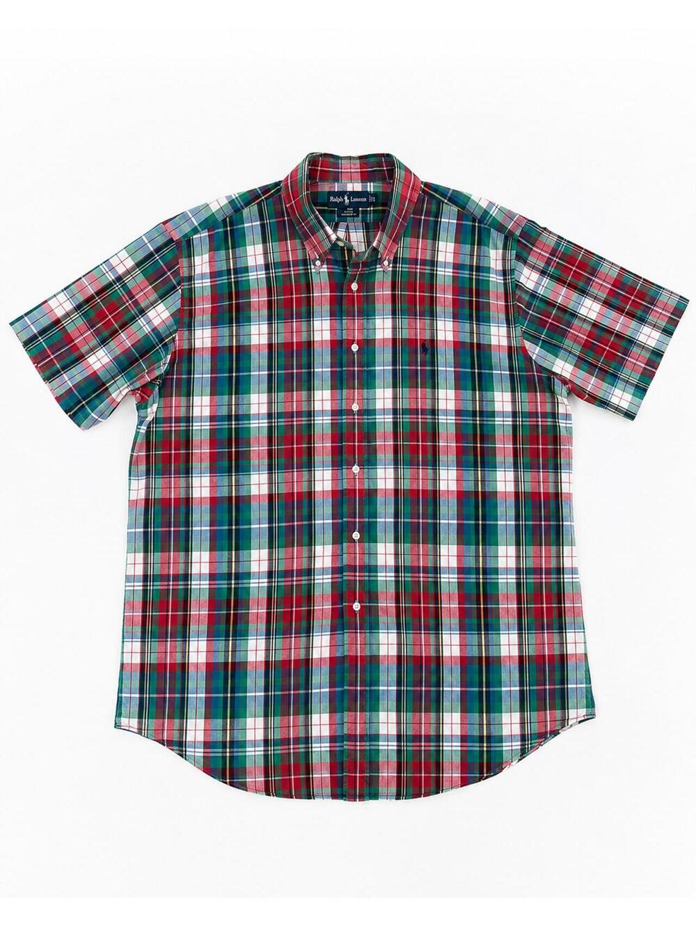 Ralph Lauren Polo Blake XL Madras Plaid Short Sleeve Button Up T Shirt Cotton